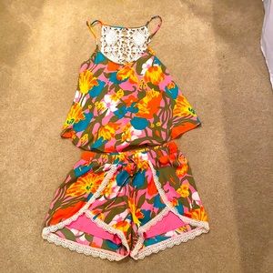 NOT FOR SALE JUDITH MARCH, tank/short floral set, shorts Large and tank Small